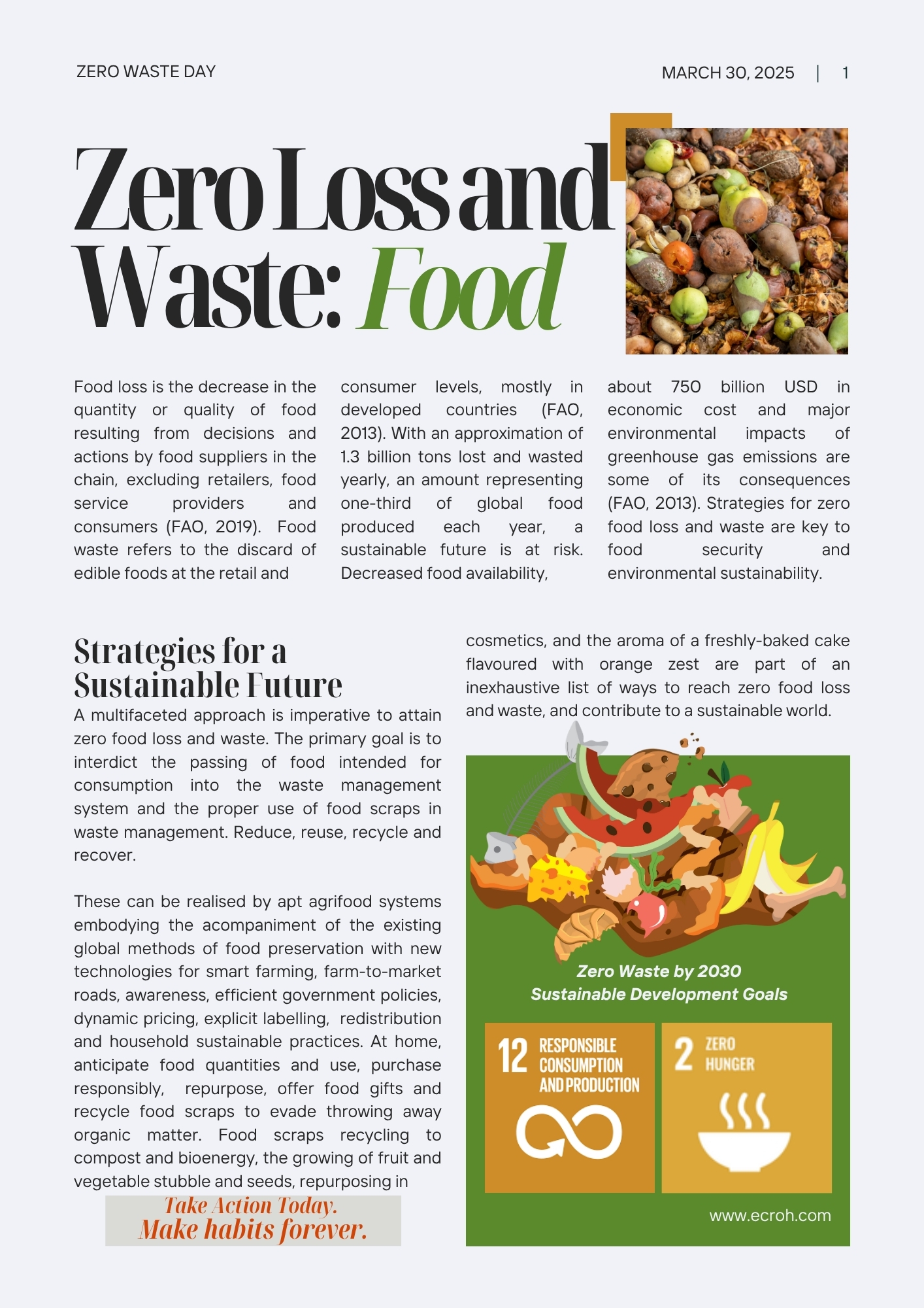 Zero Loss and Waste: Food